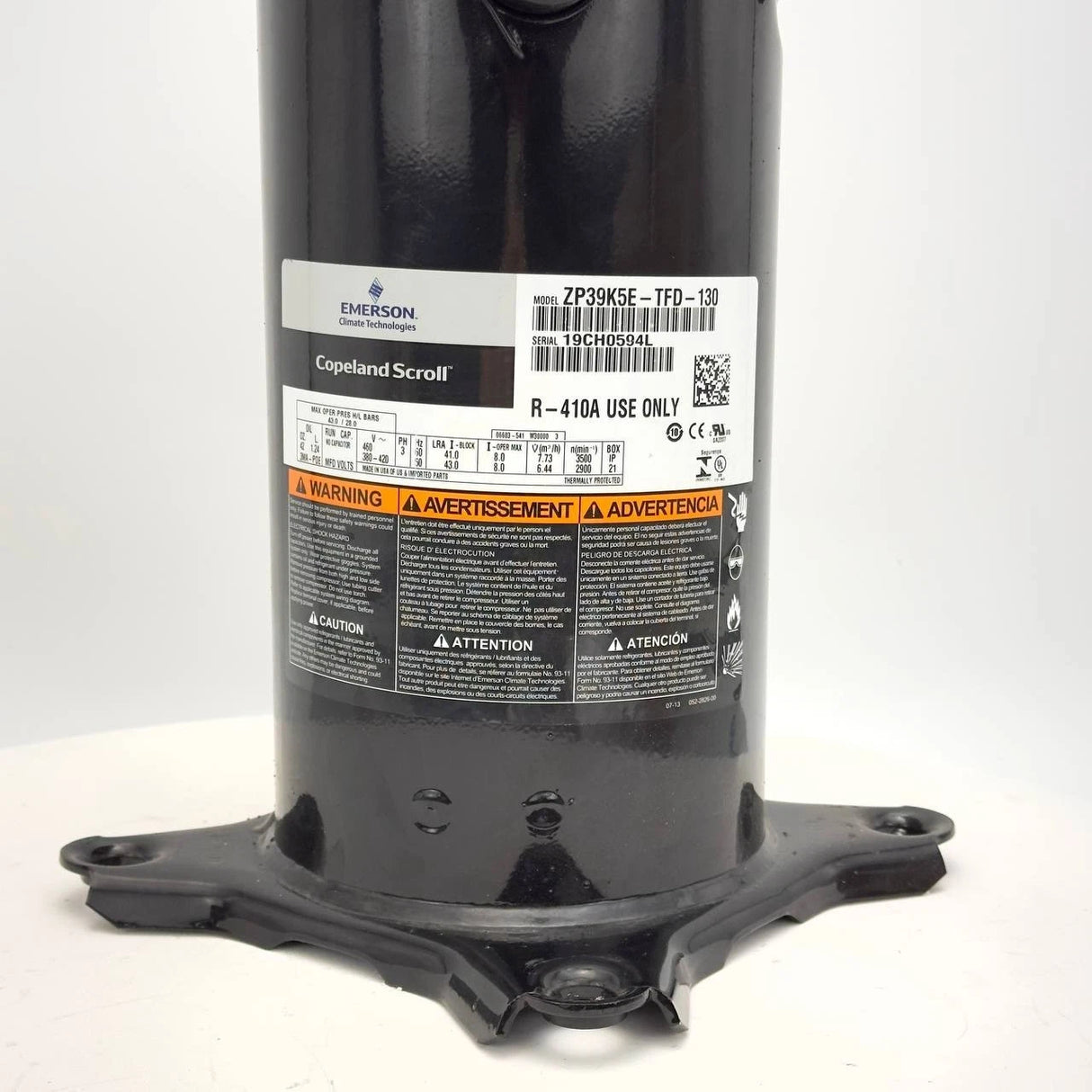 ZP39K5E‑TF5‑130 | Genuine Copeland® 3-1/4 HP A/C Scroll Compressor