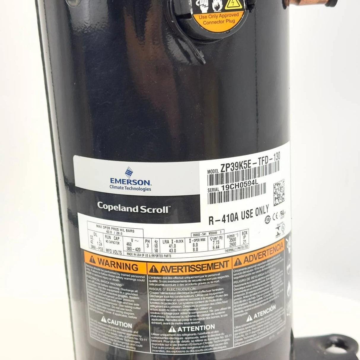 ZP39K5E-TFD-130 | Genuine Copeland® 3-1/4 HP A/C Scroll Compressor